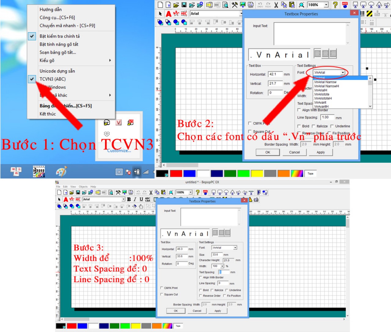 Hướng dẫn gõ Tiếng Việt trên phần mềm máy in, bế, cắt nhãn tự động CPM-100HG3K, CPM-100HG5M, CPM-200GM